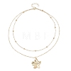 Alloy Flower Pendant with Iron Chain Double Layer Necklaces for Women NJEW-A066-02G-4