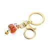 Fortune Cat Porcelain Pendant Keychain KEYC-G064-02-3