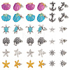   18 Pairs 7 Style Shell & Starfish & Turtle & Helm Zinc Alloy Stud Earrings Sets with Enamel EJEW-PH0001-16-1