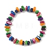 Dyed Natural Freshwater Shell Chip & Brass Beades Stretch Bracelets BJEW-JB14232-3