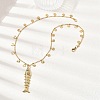 304 Stainless Steel with Synthetic Turquoise Fish Pendant Necklaces for Women NJEW-F362-02G-1