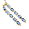 Brass Glass Rectangle Link Bracelet Making AJEW-JB01649-4