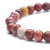 Natural Mookaite Round Beaded Stretch Bracelet BJEW-JB07904-01-4