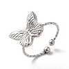 Non-Tarnish 304 Stainless Steel Butterfly Open Cuff Rings for Women X-RJEW-H136-05P-1