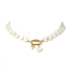 Heart Natural Freshwater Shell Beaded Necklaces with 304 Stainless Steel Screw Carabiner Lock NJEW-JN06202-2