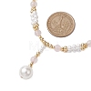 Shell Pearl & Natural Rose Quartz Pendants Necklaces NJEW-JN04903-3