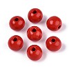 Spray Painted Round Natural Schima Wood Beads WOOD-A018-12mm-07-1
