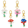 4Pcs Glass Seed Bowknot Bouquet Pendant Decorations HJEW-SZ00133-1