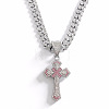 Hiphop Style Zinc Alloy Full Crystal & Rose Rhinestone Religion Cross Pendant Cuban Link Chain Necklaces for Men WG1F4FB-02-1