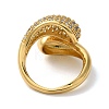 Rack Plating Teardrop Brass Micro Pave Clear Cubic Zirconia Cuff Rings for Women RJEW-H235-05G-3