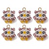 Faceted Round Natural Black Spinel and Glass Beaded Animal Pendants PALLOY-MZ01178-01-1