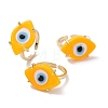 Lampwork Oval with Evil Eye Open Cuff Ring RJEW-I086-13G-07-4