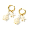 Tortoise & Starfish Synthetic Turquoise Hoop Earrings EJEW-JE07147-01-4