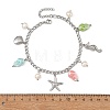 Porcelain Beads & Natural Cultured Freshwater Pearl Anklets SA-AJEW-AN00843-02-5