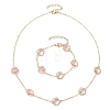 Plum Blossom Glass Links Necklace and Bracelet Sets SJEW-JS01293-01-1