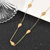 304 Stainless Steel Fish Bone Shaped Link Chain Necklaces for Women NJEW-A064-04G-2