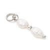 Natural Baroque Keshi Pearl & Electroplate Synthetic Non-magnetic Hematite Beaded Pendants PALLOY-JF04993-02-4