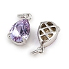 Teardrop Brass Glass Charms KK-L240-06P-01-2
