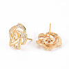 Brass Micro Pave Clear Cubic Zirconia Stud Earrings Findings KK-T062-124G-NF-2