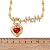 Mother's Day Brass Micro Pave Clear Cubic Zirconia Enamel Red Sacred Heart Mama Pendant Necklaces for Women NJEW-A071-12B-G-5