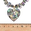 Natural Paua Shell Heart Pendant Electroplated Natural Freshwater Shell Beaded Necklaces NJEW-JN06325-3