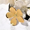 Flower Stainless Steel Open Cuff Ring for Women RJEW-R006-03G-02-2