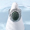 Oval Natural Moss Agate Finger Rings RJEW-M063-01P-08-2