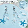 2Pcs 2 Colors Shell & Glass & Natural Rainbow Moonstone Pendant Decorations HJEW-SP0001-72-5