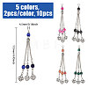 10Pcs 10 Colors Tibetan Style Zinc Alloy with Resin Bead Tassel Big Pendants TIBEP-PH0001-92-2