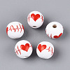 Printed Schima Wood Beads WOOD-T033-07M-1