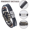 2Pcs 2 Colors Alloy & Leather Cord Bracelets for Men Women BJEW-CL0001-57-7