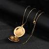 304 Stainless Steel Flat Round Locket Pendant Cable Chain Necklaces for Women NJEW-M050-04A-G-2