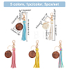 WADORN 5Pcs 5 Colors PU Leather Tassel Big Pendant Decorations with Wooden Mama Charm HJEW-WR0001-02-2
