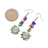 Alloy with Glass with Natural Tourmaline Dangle Earrings EJEW-MZ00218-03-3