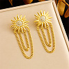 304 Stainless Steel Cubic Zirconia Chain Tassel Stud Earrings FS-WGE7D75-05-1