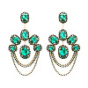 Arch with Oval Alloy Rhinestone Dangle Stud Earrings WGCD708-01-3