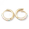 Brass Enamel Huggie Hoop Earrings EJEW-L234-062G-3