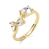 Flower Brass Glass Adjustable Finger Rings GL-CBA18A7-01G-04-4