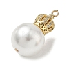 Brass Micro Pave Clear Cubic Zirconia and Creamy White Imitation Pearl Pendants KK-A300-13B-G-2