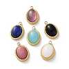 Natural Mixed Stone Oval Charms STAS-Z099-10G-1