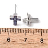 Brass Enamel Cross Stud Earrings EJEW-I322-03P-6