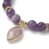 Natural Lepidolite/Purple Mica Stone Stretch Bracelets BJEW-JB10092-04-3