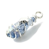 2Pcs Electroplated Natural Quartz Crystal Dyed Copper Wire Wrapped Pendants PALLOY-JF03168-02-4