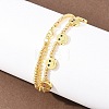 Brass Micro Pave Colorful Cubic Zirconia Smiling Face Round Beaded Bib Necklaces for Women NJEW-F364-07A-G-2