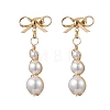 Bowknot Shell Pearl Tassel Stud Earrings EJEW-JE06882-3