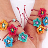 4Pcs Handmade Woven Flower Polyester Cord Bracelet Sets MK8494-1-4
