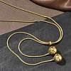 Ion Plating(IP) 304 Stainless Steel Round Snake Chain Lariat Necklaces with 201 Stainless Steel Round Beads NJEW-D269-02G-1