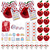 12Pcs Teachers' Day Apple Shaped Transparent Plastic Jewelry Gift Storage Boxes AJEW-OC0016-14-1