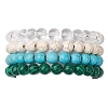 4Pcs Constellation 8mm Round Synthetic Turquoise & Quartz Crystal & Malachite & Magnesite Beaded Stretch Bracelets for Women BJEW-JB10634-1