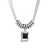 Natural Black Agate(Dyed & Heated) 304 Stainless Steel Rectangle Pendant Necklaces for Women WG07BA4-01-5
